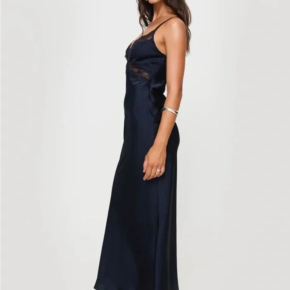 Princess Polly TREASURE BIAS CUT MAXI DRESS NAVY - Picture 3 of 16